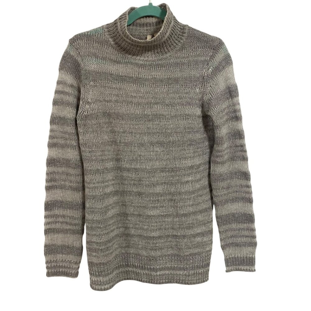 Anthropologie Moth Twin Shadows Gray Striped High Neck Sweater‎ Size M